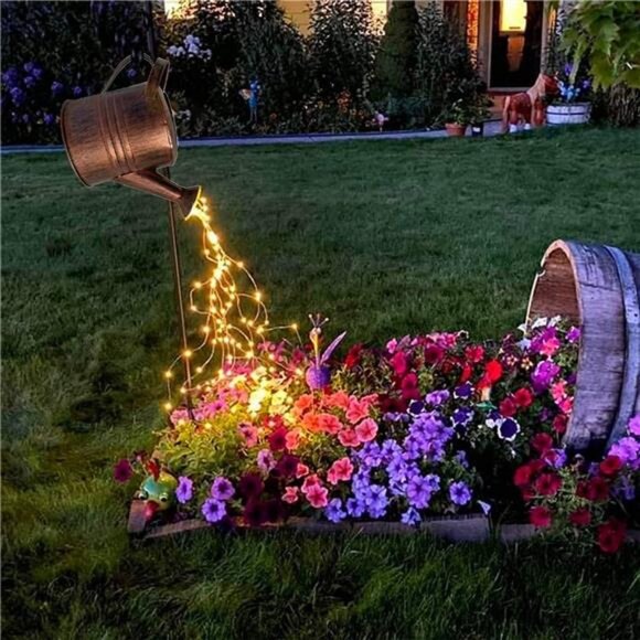 Watering Can LED String Lights - Stars Solar Shower Garden Lamp Decoration - Picture 2 of 7
